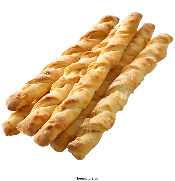 [Transparent Background PNG]Four breadsticks twisted and sprinkled with cheese