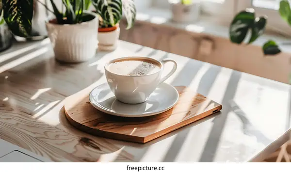 Close up Photo of a Cup of Coffee on a Wooden Coaster