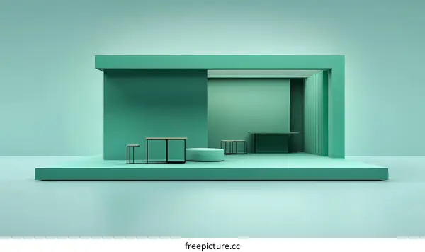 Mint Green Modern Exhibition Booth Design
