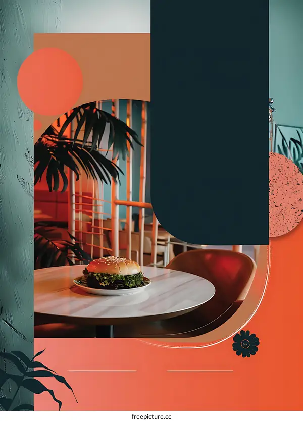 Burger Restaurant Menu with Abstract Design