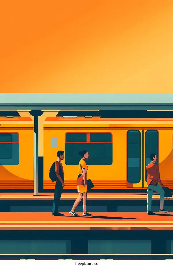 People Waiting For The Train In A Subway Station