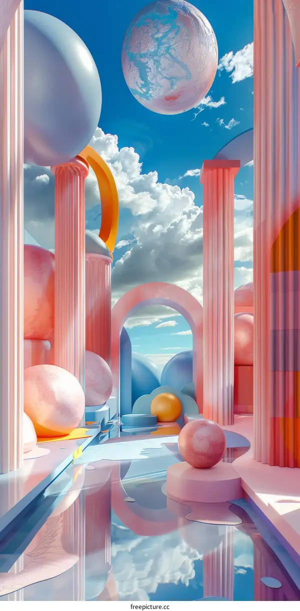 Abstract Pastel Architectural Space Design