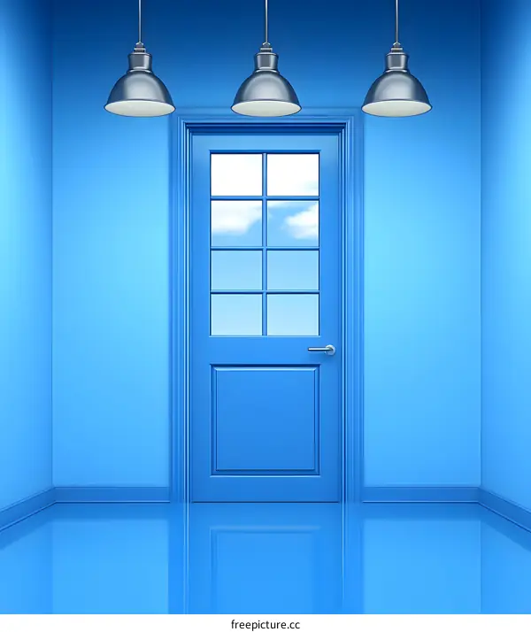 Blue Room With Door And Light