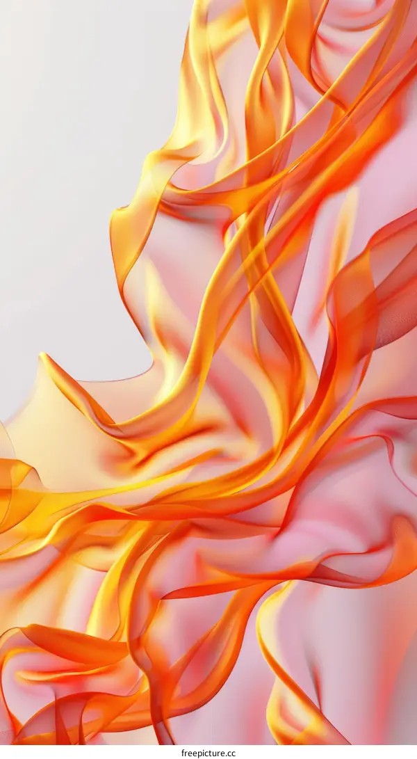 Orange and pink flowing silk-like abstract shapes