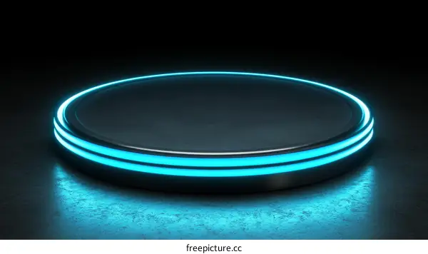 Futuristic Circular Platform with Neon Blue Lighting