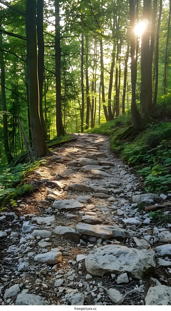 Rocky path through the forest