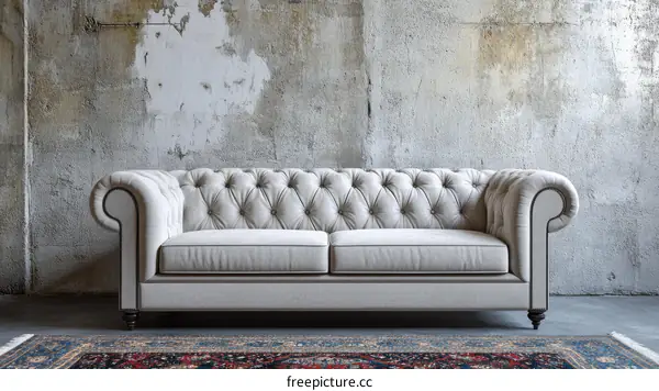 Elegant Vintage Chesterfield Sofa in a Modern Industrial Setting
