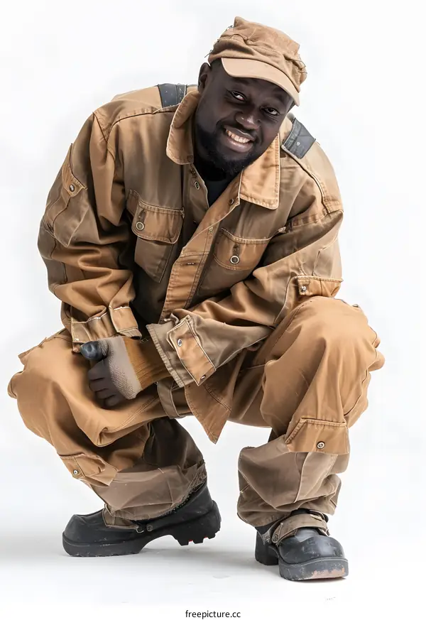 Smiling African Man in Workwear