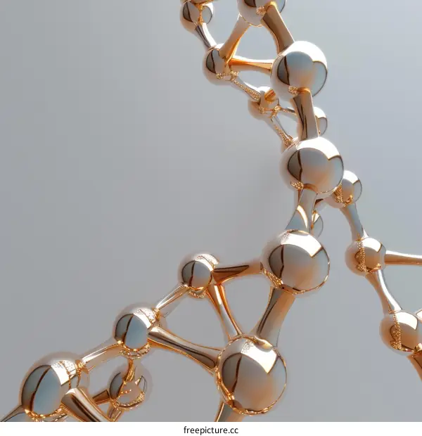3D Model of Gold Atoms Forming a Helix Molecular Structure