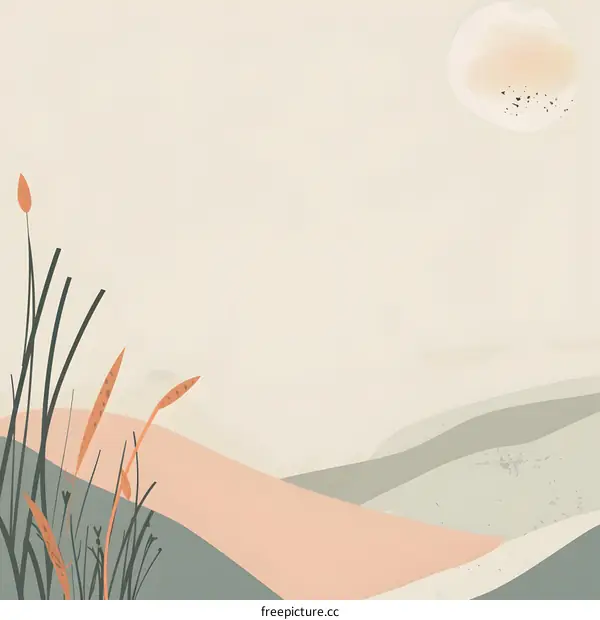 Abstract Green and Beige Landscape Illustration