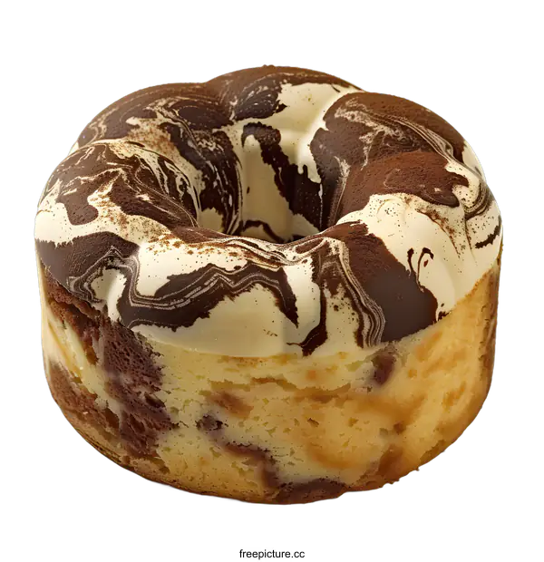 [Transparent Background PNG]A marbled bundt cake on a white background