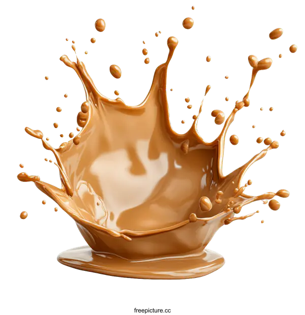 [Transparent Background PNG]Delicious Caramel Coffee Splash Art
