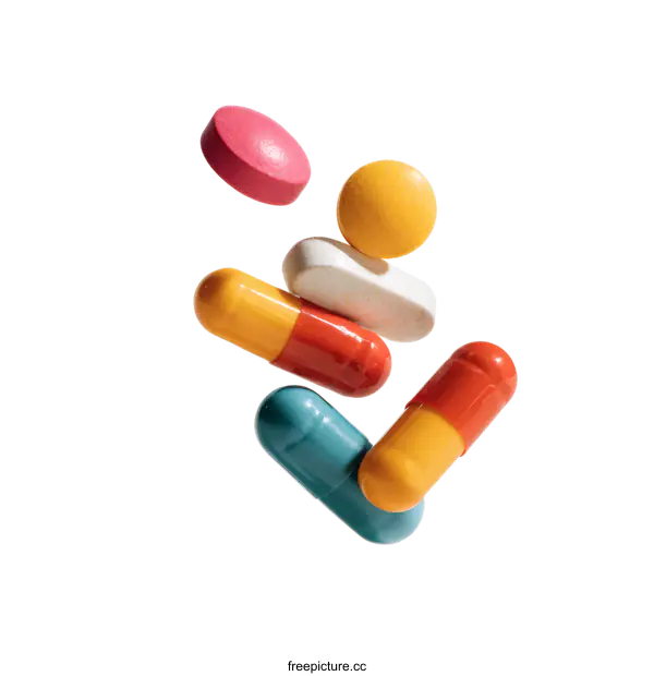 [Transparent Background PNG]Colorful Medications in Mid-Air