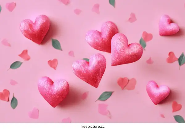 Pink Hearts Floating on a Pink Background