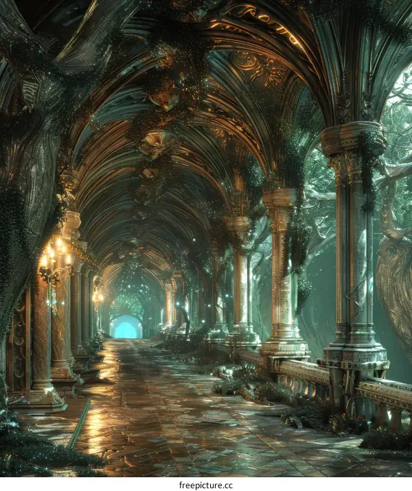 Mystical Elven Architecture with Trees