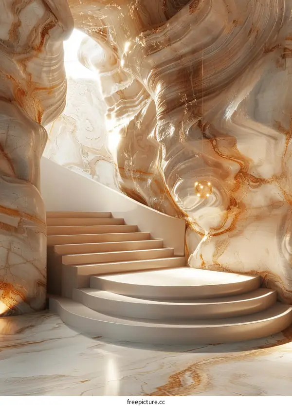 Abstract Interior Design with Stone Staircase