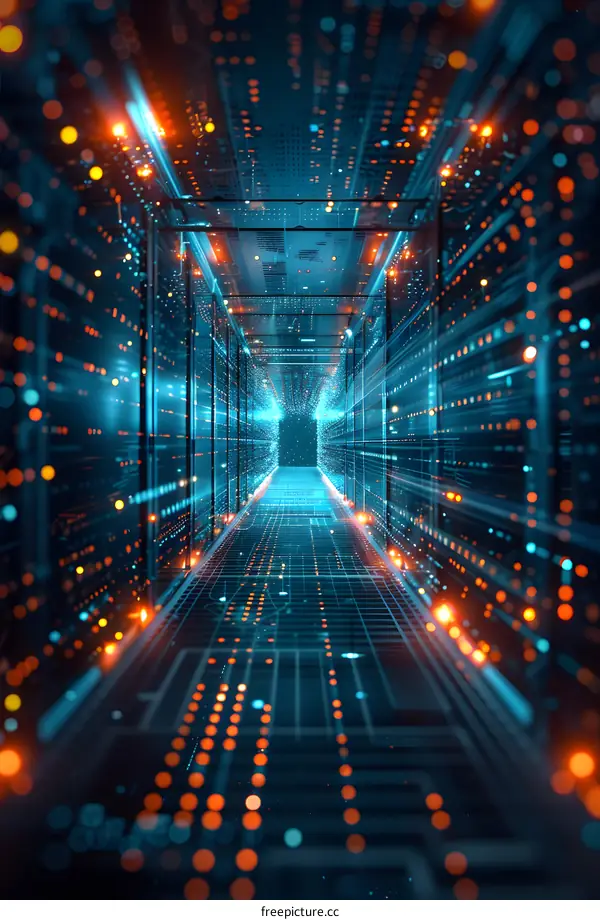 Server Room with Data Flow Visualization