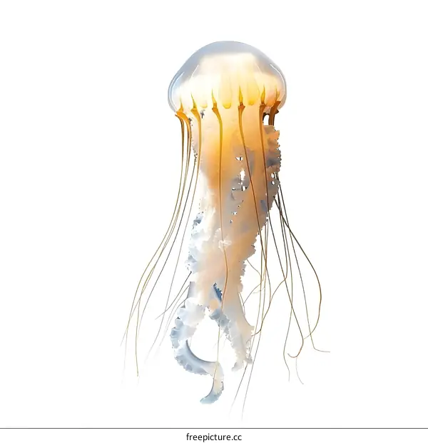 Glowing Jellyfish on White Background