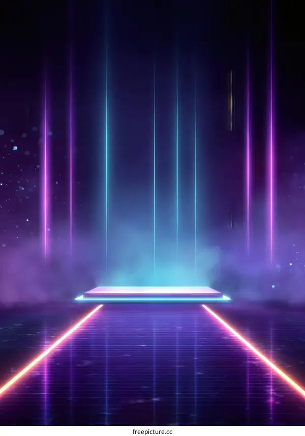 Neon Light Stage Abstract Background