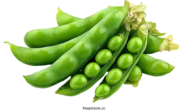 [Transparent Background PNG]Fresh Green Peas in Pods Close-up