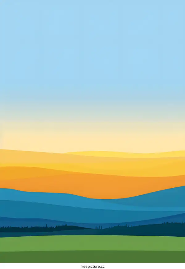 Abstract Landscape Illustration of Mountains and Sky