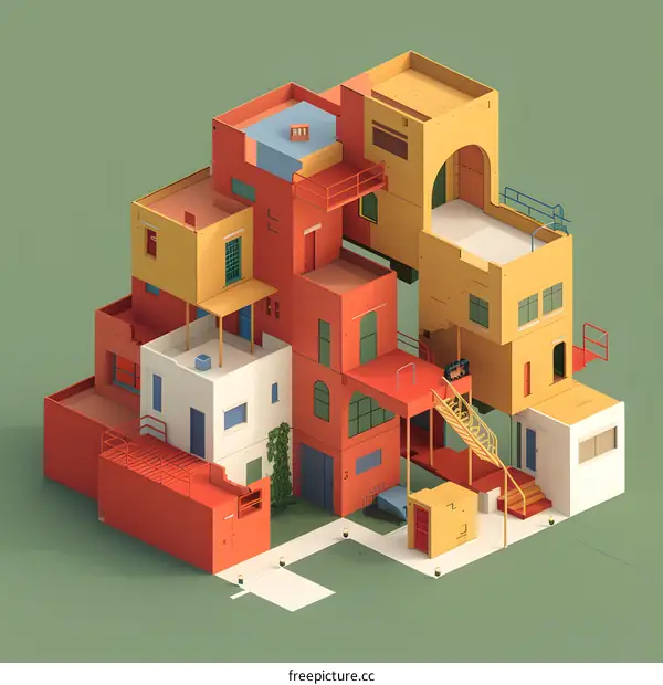 Abstract Colorful Buildings Illustration