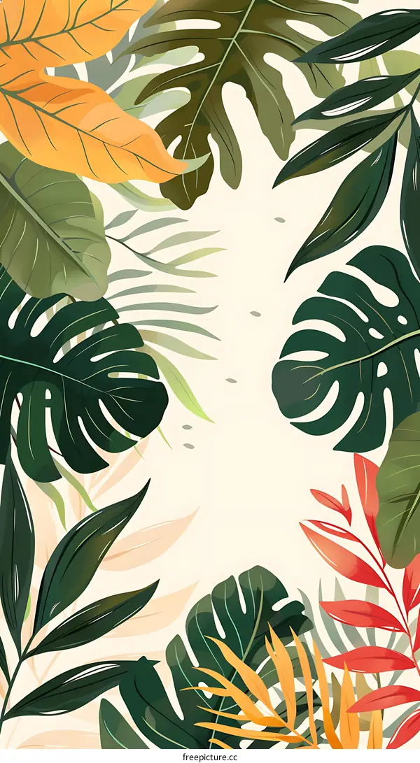 Tropical Leaves Background Illustration
