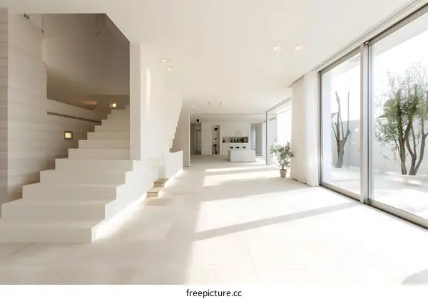 Modern Interior Design White Stairs Minimalist Living Room