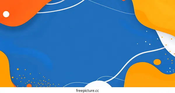 Abstract Blue Background with Orange and White Shapes