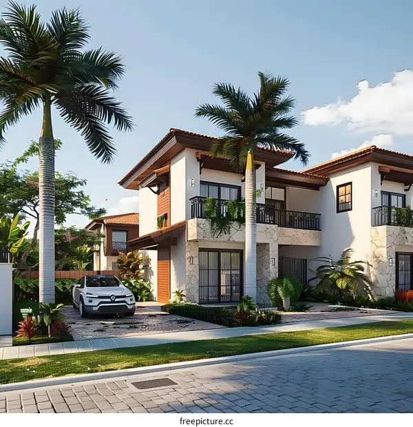 Modern Tropical House Design with Palm Trees