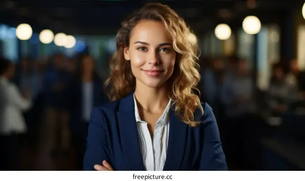 Portrait of a young businesswoman smiling confidently in a modern office environment