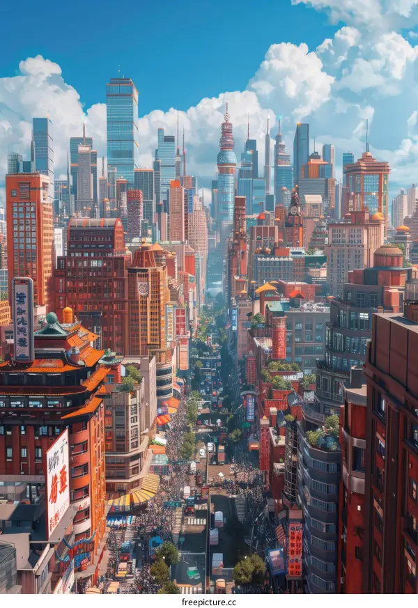 A Futuristic City with Many People