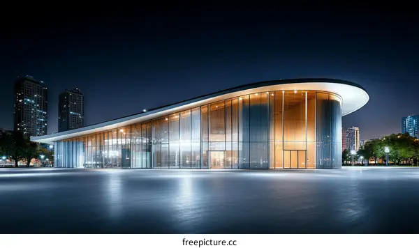 Modern Architectural Building at Night
