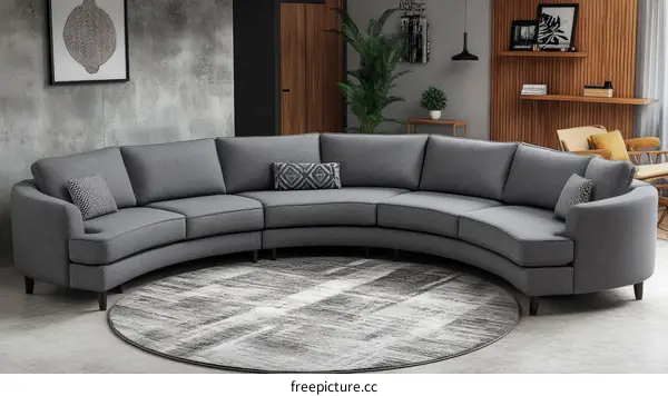 Modern Curved Sectional Sofa in a Living Room