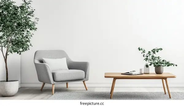 Modern Minimalist Living Room Interior Mockup
