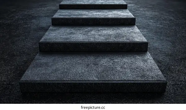Dark Granite Steps Leading Upward