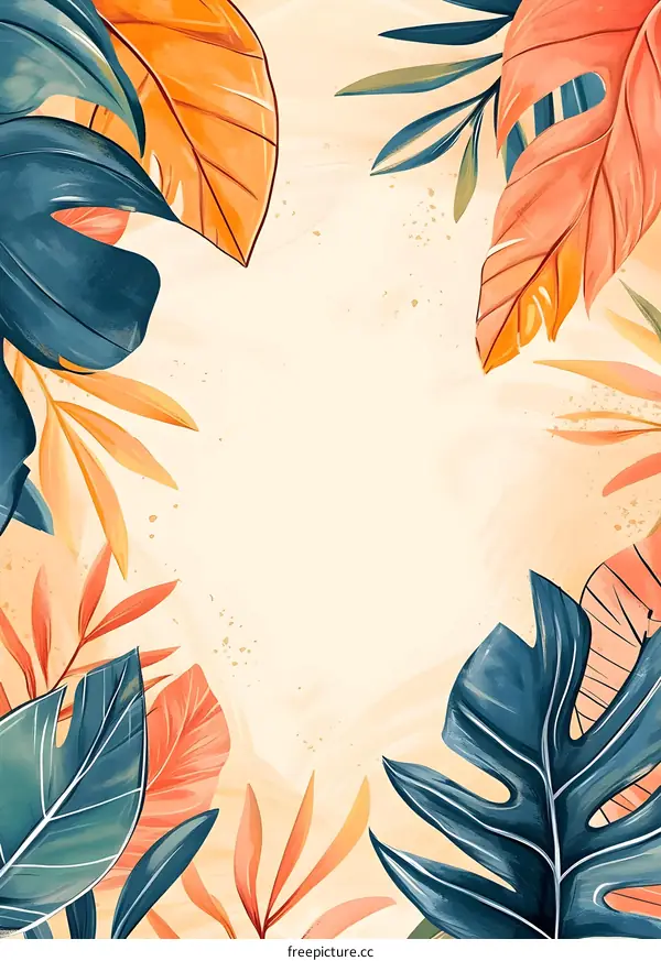Tropical Leaves Frame Background Illustration