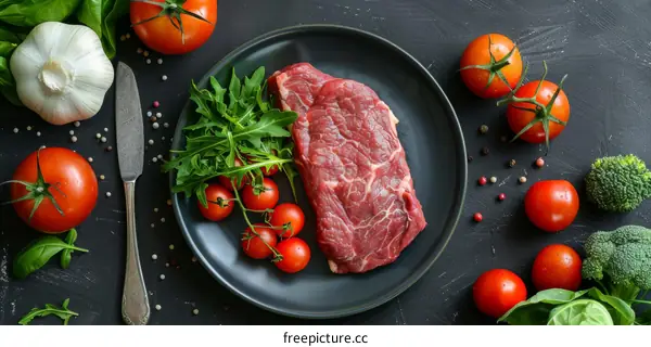 Beef Steak with Roasted Vegetables and Spices