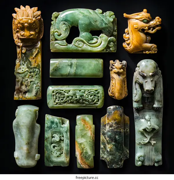 Collection of Carved Jade and Stone Artifacts