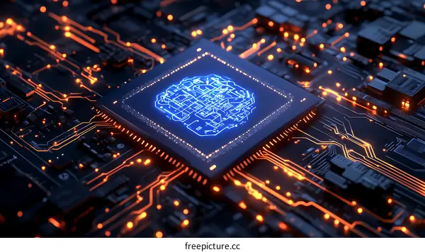 Artificial Intelligence Chip Circuit Board Technology Illustration