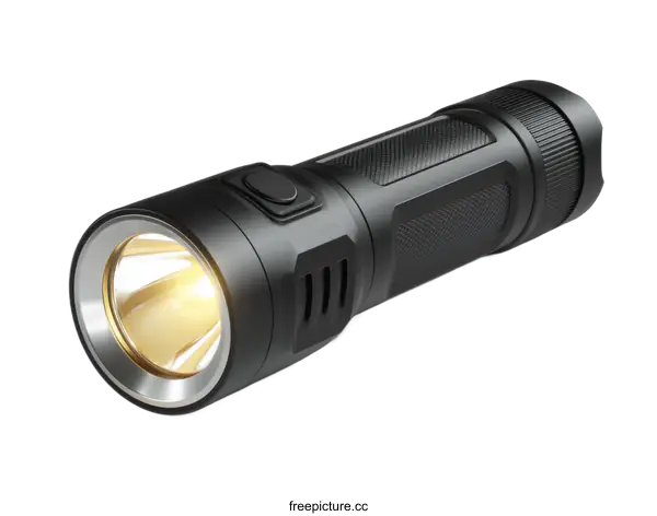 [Transparent Background PNG]Modern Portable Black Tactical Flashlight