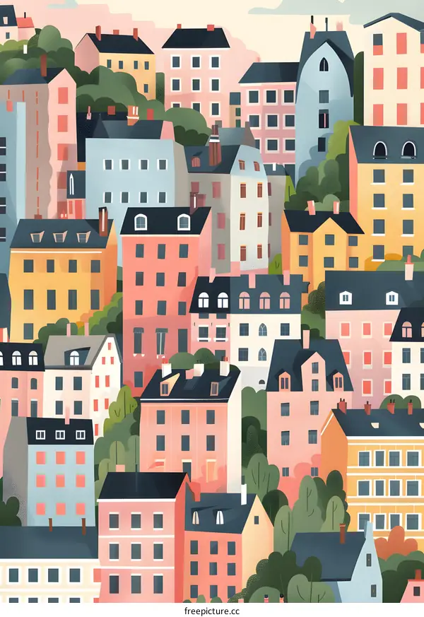 Colorful Cityscape Illustration