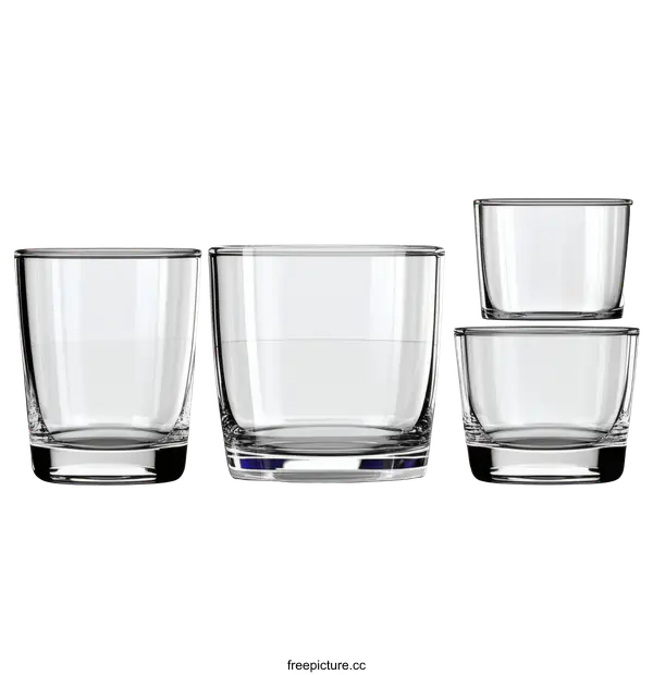[Transparent Background PNG]Clear Glass Tumbler Set of Three Sizes