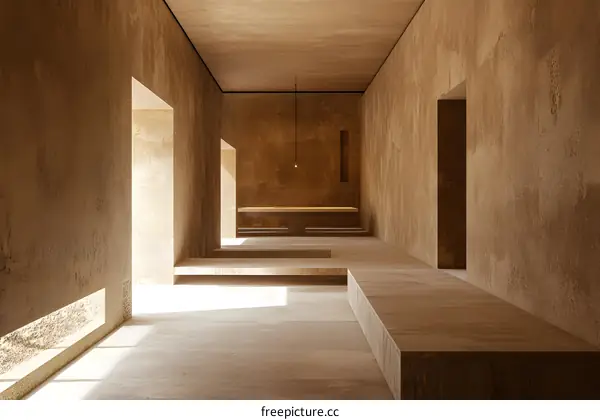 Minimalist Interior Design With Beige Walls And Light