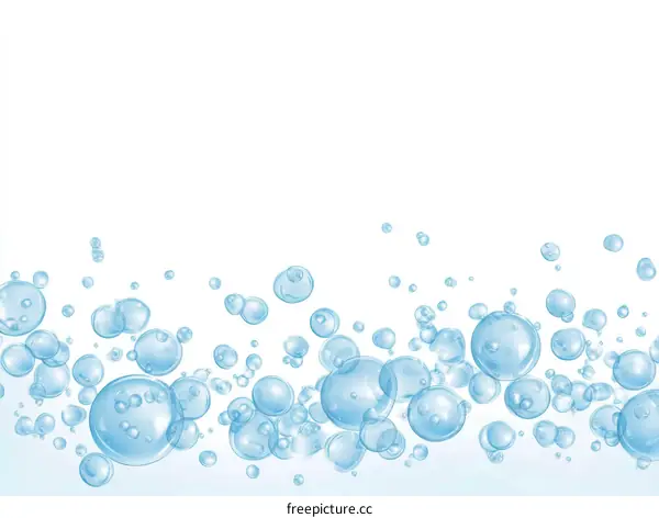 Light Blue Bubbles Floating on White Background