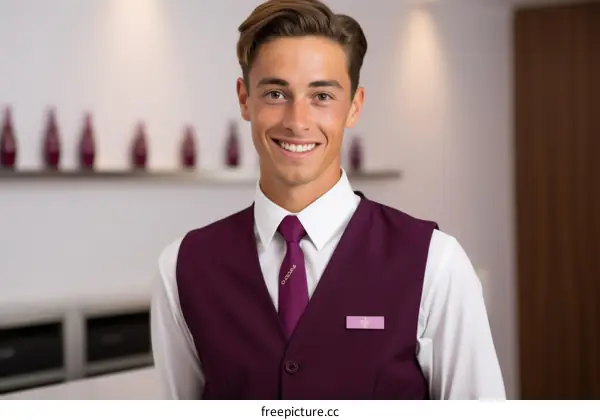 Portrait of a young male hotel employee