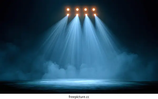 Spotlight Stage with Blue Fog Effect