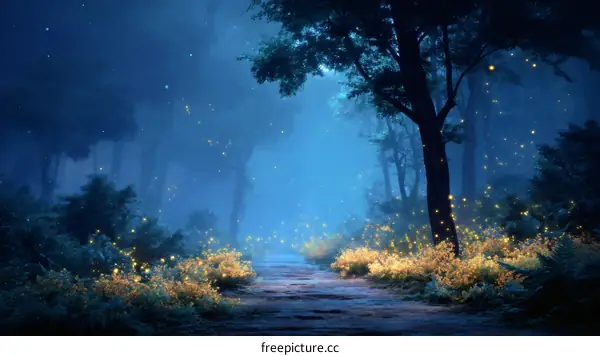 Mystical Firefly Forest at Night