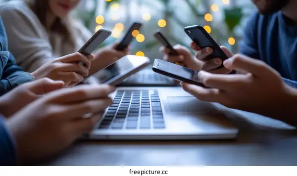Group of Diverse People Using Mobile Phones and Laptops