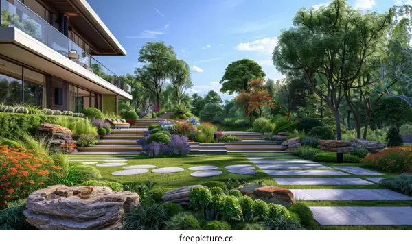 Modern Home with a Verdant Garden